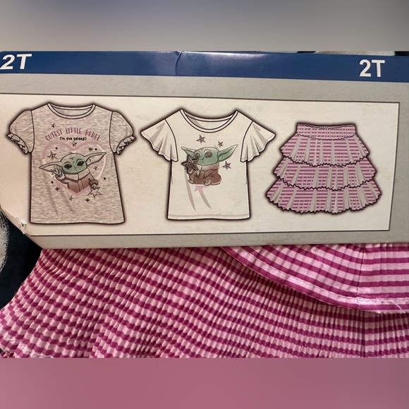NWT Disney Star Wars The Mandalorian 3 Piece set top shirt skirt Baby yoda 2T - Picture 4 of 8